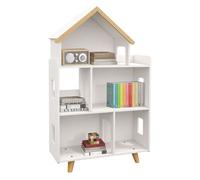 ZONEKIZ Estantería para Juguetes para Niños Organizador Infantil de 3 Niveles con 1 Techo Carga 50 kg para Sala de Juegos Habitación Guardería 65x25x108,5 cm Blanco