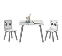 ZONEKIZ Mesa y Sillas Infantiles de 3 Piezas con 2 Sillas Gris y Blanco | Mesa Infantil, Juego de Muebles para Actividades, para Niños de 3-8 Años, para Dormitorio Sala de Juegos