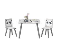 Zonekiz mesa y sillas infantiles de 3 piezas mesa infantil con 2 sillas juego de muebles para actividades para niños de 3-8 años para dormitorio sala de juegos gris y blanco