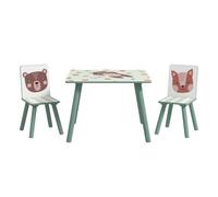 Zonekiz mesa y sillas infantiles de 3 piezas mesa infantil con 2 sillas juego de muebles para actividades para niños de 3-8 años para dormitorio sala de juegos verde y blanco