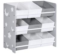 ZONEKIZ Organizador de Juguetes con 9 Cajas de Tela no Tejida Extraíbles para Dormitorio Guardería 63x30x60 cm Gris