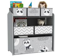 ZONEKIZ Organizador de Juguetes para Niños Estantería para Juguetes con 6 Cajas de Tela no Tejida Extraíbles 63x30x66 cm Gris