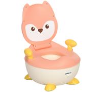 ZONEKIZ Orinal Infantil WC Aprendizaje Orinal para Bebé de 6-36 Meses en Forma de Zorro con Tapa Prueba de Salpicaduras Asas Estructura Antideslizante 34,5x35x23 cm Rosa