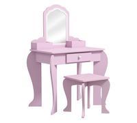 Zonekiz tocador infantil para niñas y niños de +3 años mesa de maquillaje con taburete y espejo tocador para niñas con cajón y cajas de almacenaje forma de nube rosa
