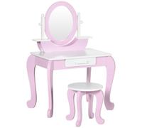 Homcom - Tocador con taburete rosa