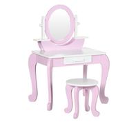 Homcom - Tocador con taburete rosa