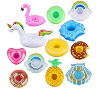 ZoneYan 12 Piezas Soporte Flotante para Bebidas, Posavasos Piscina Bebida, Flotador Posavasos, Titular de Bebida Inflable, Estilos Aleatorios, para Decoraciones de Fiestas en la Piscina