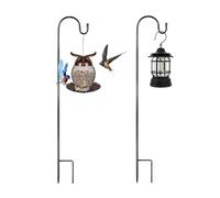 ZoneYan 2 Piezas Ganchos de Pastores Jardin para Exterior, 80 cm Jardín de Metal Gancho de Pastor con Pie para Comederos de Pájaros, Luces Solares, Linternas, Decoración de Bodas, Colgar Plantas