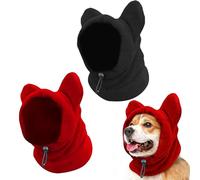 ZoneYan 2 Piezas Sombrero de Perro, Dog Ear Muffs Noise Protection, Gorro Cálido para Perros, Bufanda Perro (Rojo+Negro, Small)