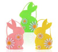 ZoneYan 3 Piezas Canasta de Conejito de Pascua, Cesta de Fieltro para Rellenar, Bolsa de Fieltro Conejito de Pascua para Regalar, Decoracion Pascua