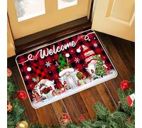 ZoneYan Felpudo Decorativo Navidad, 40 x 60 cm Alfombra Puerta Navidad de Gnomo, Alfombra Navidad Antideslizante, Felpudo Entrada Casa para Decoración Navidad