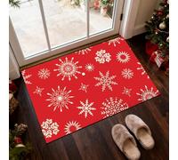 ZoneYan Felpudo Decorativo Navidad, Alfombra Puerta Navidad de Copos de Nieve, Alfombra Navidad Antideslizante, Felpudo Entrada Casa para Decoración Navidad