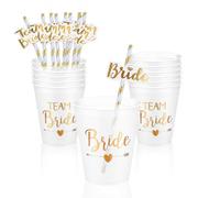 ZoneYan Kit Bride To Be Mugs con Pajitas, Vasos Despedida de Soltera Novia, Bachelorette Party Cup, Bride to be Accesorio para Despedida de Soltera (Transparente)