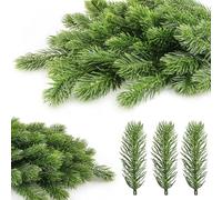 ZoneYan Ramas de Pino Artificiales, 60 Ramas de Pino Artificial de Navidad, Rama-s de Abeto de Navidad, Rama-s Decoracion Falsas, Simulación Verde Rama de Pin-o (Corto)