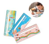 ZoneYan Regla de Madera para Niños, Papelería Regla Escolares18cm, Regla de Lectura, Regla para Escuela Primaria, Herramientas de Lectura para Dislexia, Regalos Navidad para niños vuelta al cole (FL)