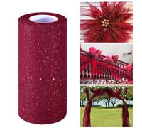 ZoneYan Rollo de Tela de Tul - 15CMX25M - Organza Rollo, Tela de Tul, Cinta de Tul, Rollos de Tul para Cumpleaños, Fiestas, Envoltura de Regalos, Bodas, Tutús, Decoración de Bricolaje (vino rojo)