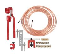 Zonizforceal 3/16 Inch Brake Line Kit, Professional Copper Coated Brake Line Flaring Tool Kit for Hydraulic Braking and Transmission Systems, Includes 25 Pcs with Bending Tool and Fittings