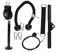 ZONIZFORCEAL 9Pcs DIY Fitness Equipment Set, Home Exercise Arm Strength Training Rope Pulley System with Loading Pin, Durable Nylon Rope and Steel Pulley for Forearm Grip Back Shoulder Workout