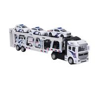 Zonizforceal Camión transportador de Coches con 6 vehículos de Rescate de aleación, camión transportador de 2 Niveles, Juguete para niños; Set de vehículos de Transporte en plástico y Metal,