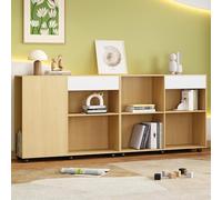 ZONJIE Armario de almacenamiento de suelo, aparador, armarios de almacenamiento, con estantes, compartimentos abiertos, armarios huecos, 2 armarios con ruedas en el suelo, combinables libremente (MDF