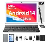ZONKO Tablet Android 14 con teclado de 10 pulgadas, 128 GB de ROM (1 TB TF) Tablet PC con Octa-Core T606, 5G + 2.4G WiFi, 13 MP+8 MP, 7000 mAh, 1080FHD, BT5.0, GPS, GMS Tablets con ratón y lápiz