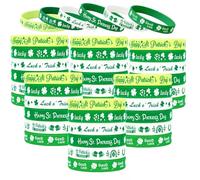 Zonlianxin 36 pulseras de silicona para el día de San Patricio, pulseras de goma de trébol verde para niños y adultos, Irlanda, regalos de fiesta de primavera, suministros de relleno de bolsas de