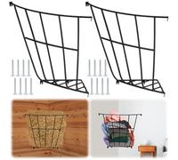 Zonon 2 estantes de heno de esquina lentos de 25.1 x 27.9 x 7.87 pulgadas, comedero de heno para caballos de alimentación, cesta de heno de metal para mantas, espacio entre barras, soporte de heno