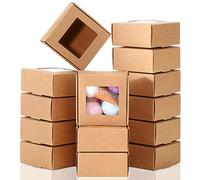 Zonon 30 cajas de jabón para cajas de jabón caseras, cajas de embalaje de jabón, cajas pequeñas de papel kraft con ventana, caja de embalaje de regalo para hacer dulces y panadería (marrón, 2.56 x