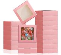 Zonon 60 cajas de papel kraft con ventana de 4.13 x 4.13 x 1.18 pulgadas, pequeñas cajas de regalo, soporte para jabón, mini embalaje de golosinas para panadería, exhibición de joyas de chocolate