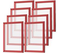 Zonon 8 marcos de serigrafía de aluminio de 10 x 14 pulgadas con pantalla de poliéster blanco de malla blanca de 160 grados y marco de pantalla de seda preestirado con pegamento rojo para impresión de