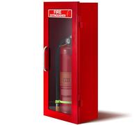 Zonon Extintor de incendios para montaje en pared y superficie con letrero de extintor de incendios brillante, caja de pared arquitectónica industrial de acero para extintores químicos secos de 10