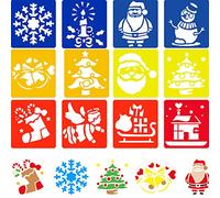 Zonon Set de 12 Plantillas Navideñas Reutilizables - Plantillas de Plástico para Tarjetas, Decoración y Manualidades con Motivos Clásicos de Navidad
