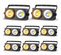 ZonQoonz 8PCS 200W CO Par LED, 3200K-8000K Foco Escenario Blanco Frío/Cálido Efecto con Activación por Sonido, Foco Par Teatro para Iglesia Discoteca Boda Iluminación de Audiencia Halloween Navidad