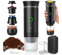 ZONREX Cafetera portátil 3 en 1 | Mini cafetera de viaje Espresso | Cafetera camping 12V | Compatible con cápsulas Nespresso, Dolce Gusto y café molido