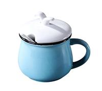ZONSHJDKR Azucarero Azucarero europeo de color sólido con tapa, bonito tarro de almacenamiento, azucarero de porcelana con cuchara, salero pequeño(Blu)