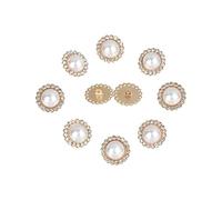 ZONSHJDKR Botones para Ropa 10 Botones de aleación con Brillantes Diamantes imitación for Ropa, Manualidades, Costura, Accesorios Hechos a Mano, Dorados, 17 mm(Gold 15mm)