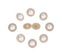 ZONSHJDKR Botones para Ropa 10 Botones de aleación con Brillantes Diamantes imitación for Ropa, Manualidades, Costura, Accesorios Hechos a Mano, Dorados, 17 mm(Gold 17mm)