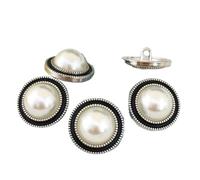 ZONSHJDKR Botones para Ropa 10 Botones de Perla Lujo for Ropa, Accesorios Costura, Moda for Adornos Abrigos, Color Negro y Dorado, 20 mm(Black Silver,15mm)