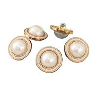 ZONSHJDKR Botones para Ropa 10 Botones de Perla Lujo for Ropa, Accesorios Costura, Moda for Adornos Abrigos, Color Negro y Dorado, 20 mm(White Gold,20mm)