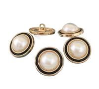 ZONSHJDKR Botones para Ropa 10 Botones de Perla Lujo for Ropa, Accesorios Costura, Moda for Adornos Abrigos, Color Negro y Dorado, 20 mm(Black Gold,15mm)