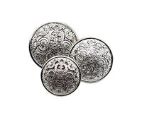 ZONSHJDKR Botones para Ropa 10 Botones Redondos de Metal tallados, Estilo Retro Europeo, for Blusas, Abrigos y Accesorios Costura(Silver,25mm)