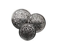 ZONSHJDKR Botones para Ropa 10 Botones Redondos de Metal tallados, Estilo Retro Europeo, for Blusas, Abrigos y Accesorios Costura(Black,25mm)