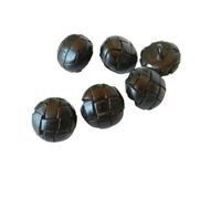 ZONSHJDKR Botones para Ropa Lote de 6 Botones Cuero Genuino 15, 19, 21, 23 y 26 mm, Color Beige, Negro marrón, for Abrigos, Chaquetas, Hebillas, café, 20(Plaid Black,25mm)