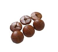 ZONSHJDKR Botones para Ropa Lote de 6 Botones Cuero Genuino 15, 19, 21, 23 y 26 mm, Color Beige, Negro marrón, for Abrigos, Chaquetas, Hebillas, café, 20(Football Coffee,20mm)