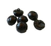 ZONSHJDKR Botones para Ropa Lote de 6 Botones Cuero Genuino 15, 19, 21, 23 y 26 mm, Color Beige, Negro marrón, for Abrigos, Chaquetas, Hebillas, café, 20(Round Ball Black,25mm)