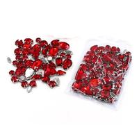 ZONSHJDKR Diamante de imitación 50 Piezas/Bolsa de Cristales Cristal Rojo Formas variadas, imitación for Coser, Accesorios Ropa DIY