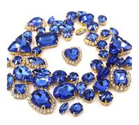 ZONSHJDKR Diamante de imitación 50 Piezas/Bolsa de Hebillas Cristal con Forma variada for Coser, for decoración Bodas, Ropa, Zapatos y Vestidos(Royal Blue)