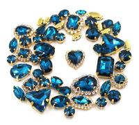 ZONSHJDKR Diamante de imitación 50 Piezas/Bolsa de Hebillas Cristal con Forma variada for Coser, for decoración Bodas, Ropa, Zapatos y Vestidos(Ink Blue)