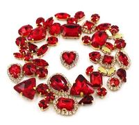 ZONSHJDKR Diamante de imitación 50 Piezas/Bolsa de Hebillas Cristal con Forma variada for Coser, for decoración Bodas, Ropa, Zapatos y Vestidos(Red)