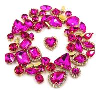 ZONSHJDKR Diamante de imitación 50 Piezas/Bolsa de Hebillas Cristal con Forma variada for Coser, for decoración Bodas, Ropa, Zapatos y Vestidos(Rose Red)